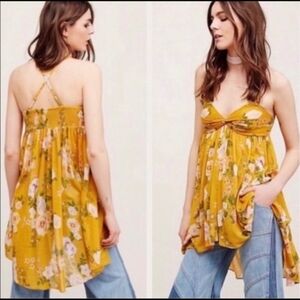 Free People Mirage hi-lo floral smocked beachy flowy tunic